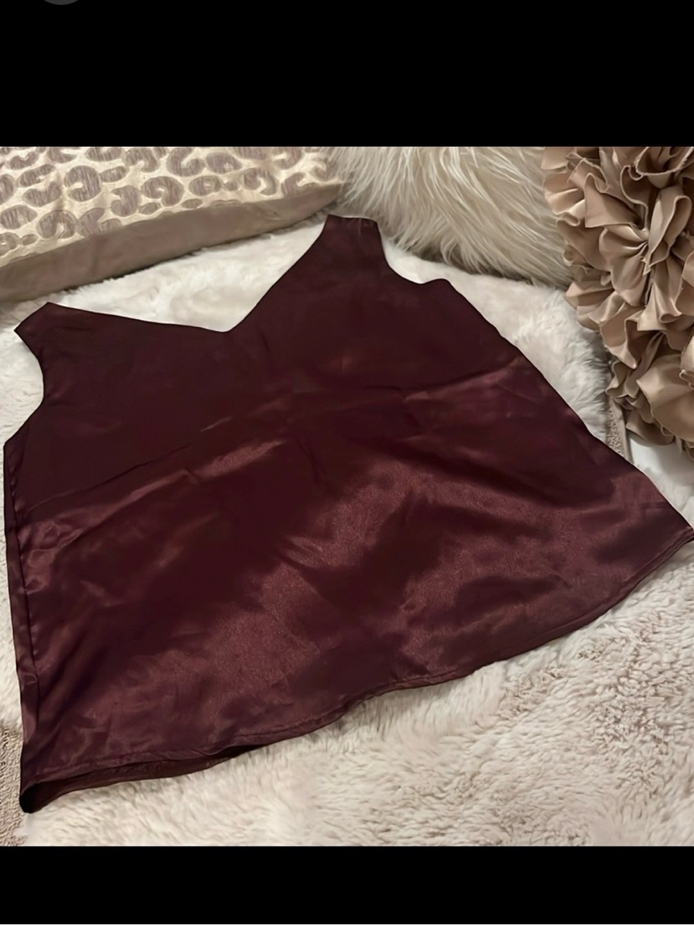Attention Women’s Purple Silky Soft Satin Sleeveless V Neck & Back Shell Top M